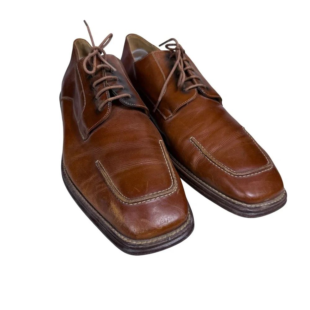 Mezlan Oxford Dress Shoes Mens 11.5 M Tan Leather Square Toe Lace Up Spain